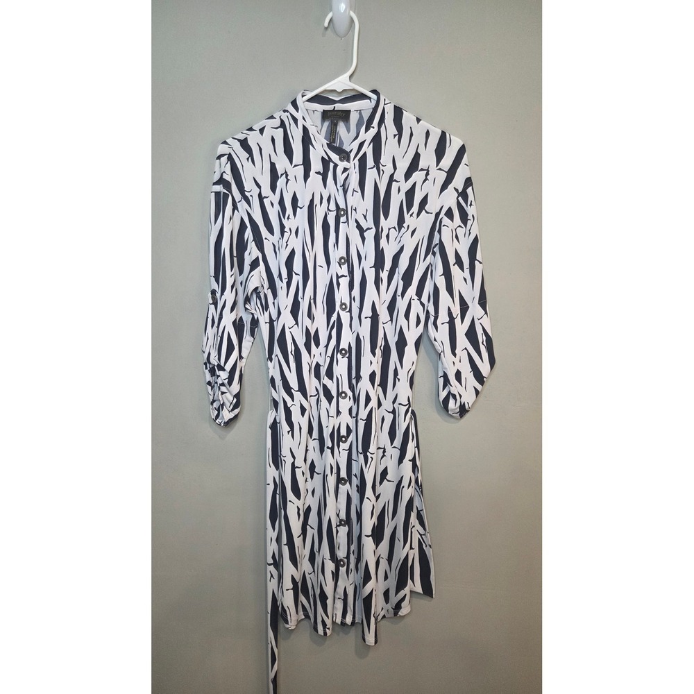 Laundry Shelli Segal Abstract Print Button Front Belted Shirt Dress Womens 2 - Picture 3 of 5